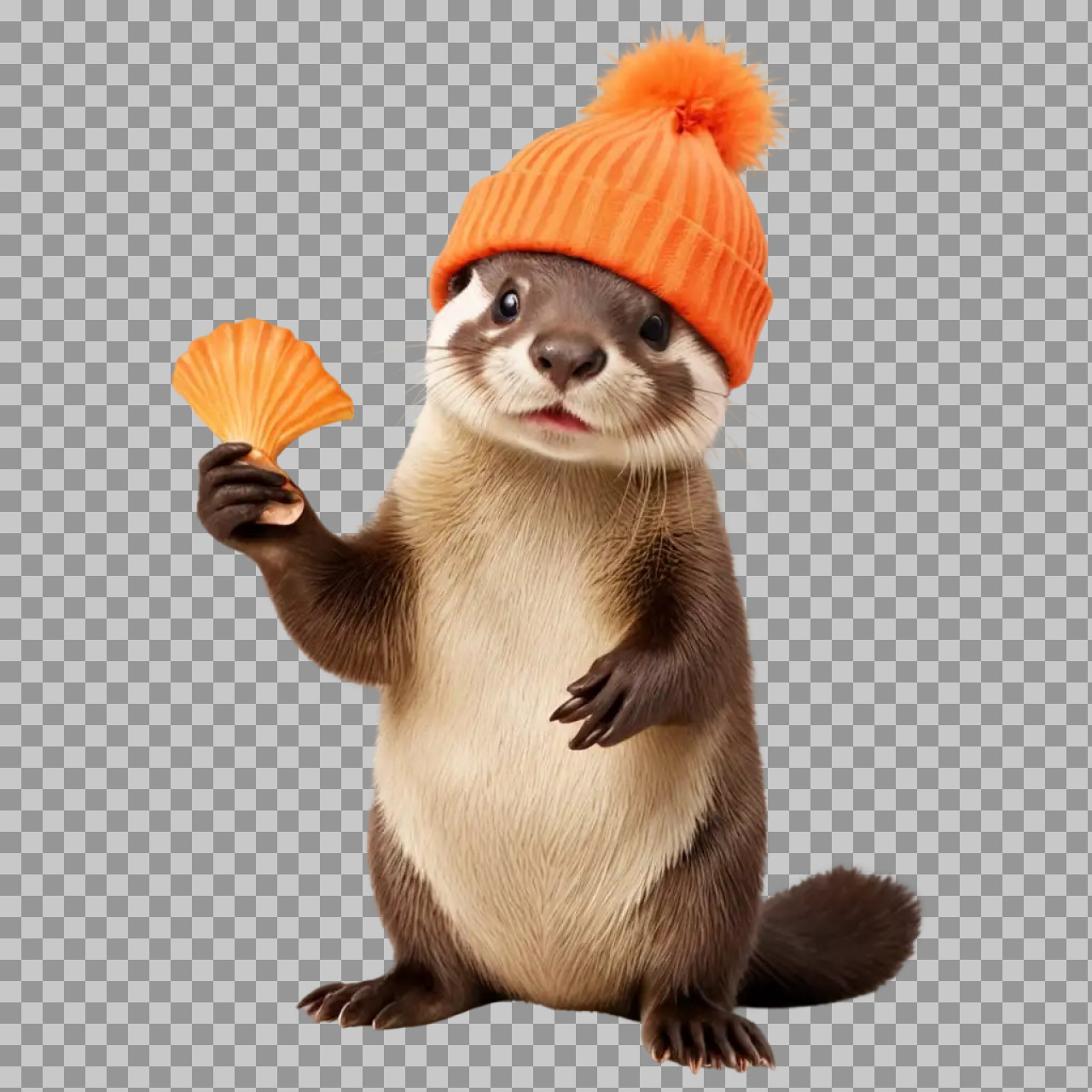 Cute Otter PNG Transparent Background | Otter Wearing Beanie...