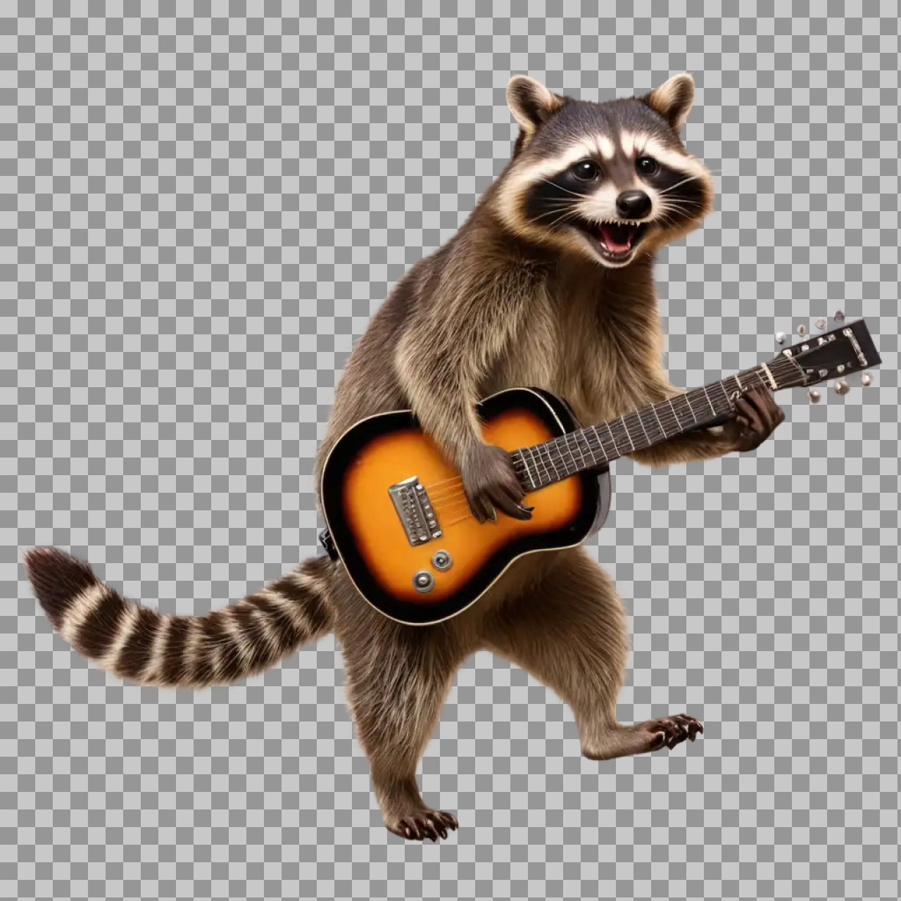 Funny Raccoon Playing Guitar PNG Image...