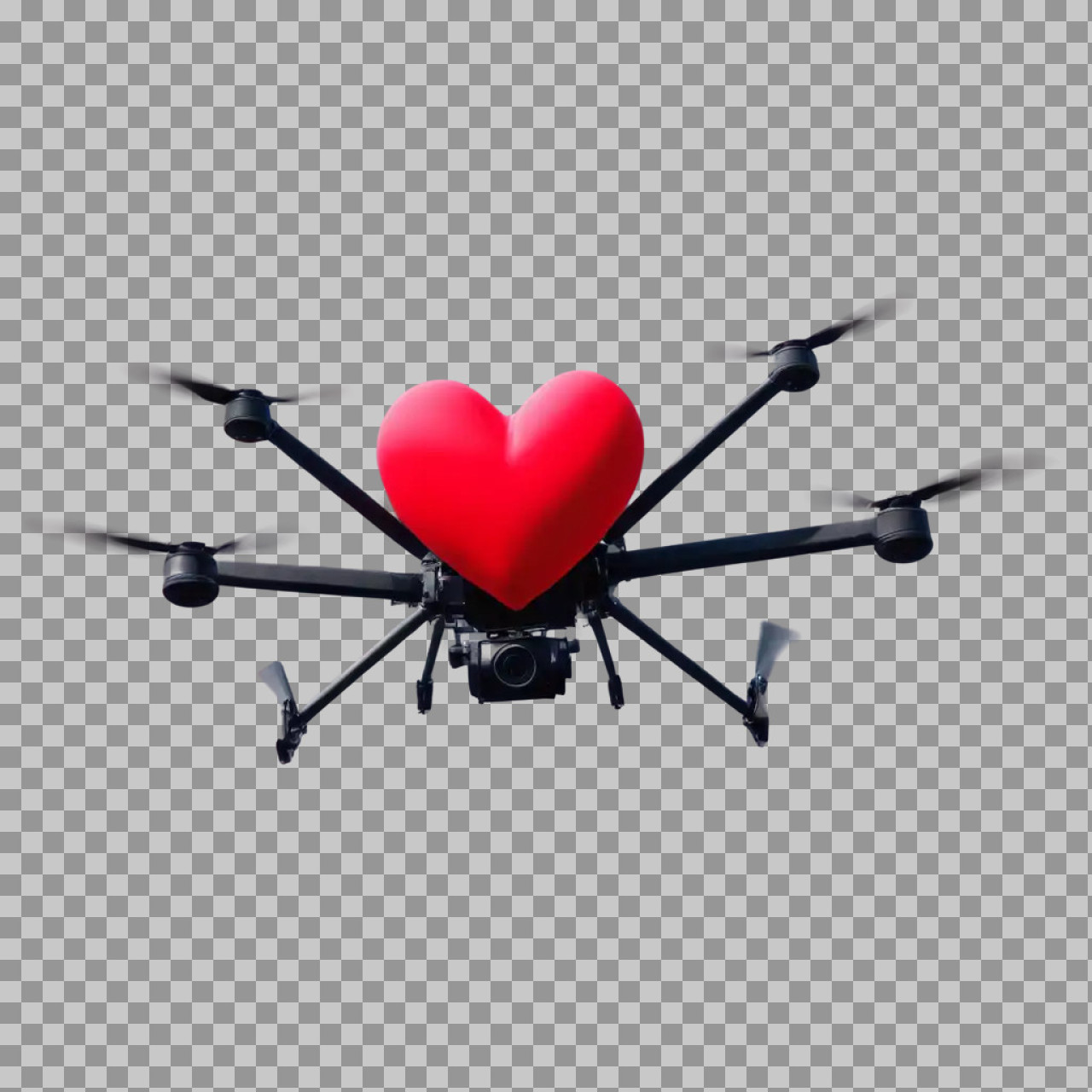 Drone with Red Heart PNG | Love & Technology Concept