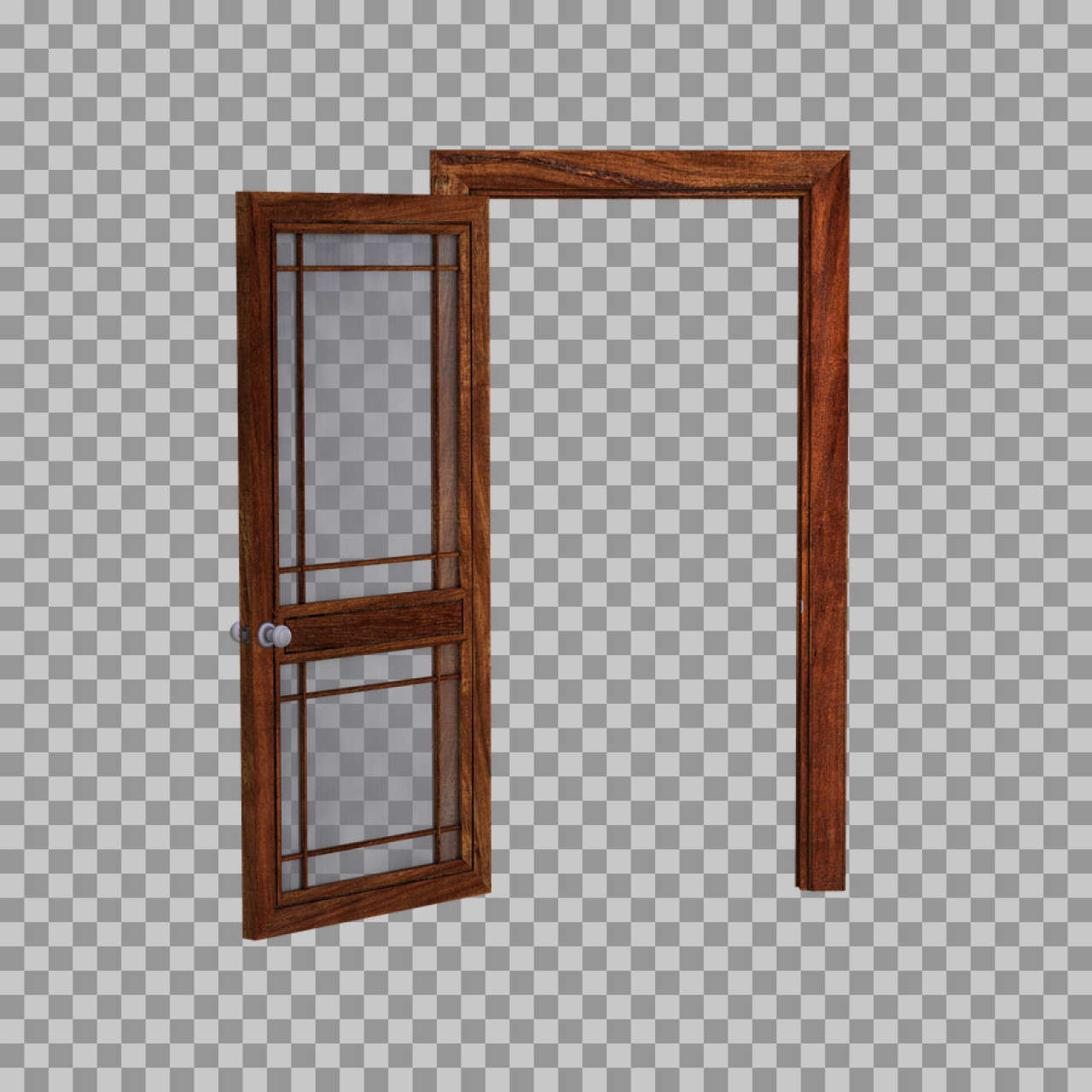 Open Wooden Glass Door PNG | Transparent Door Frame Image