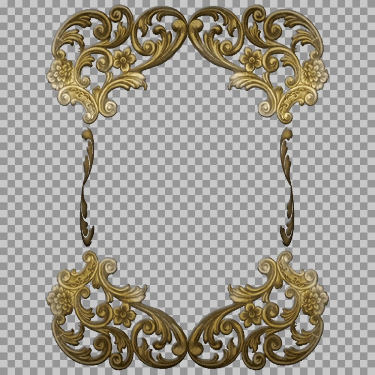 Vintage Bronze Baroque Frame PNG | Antique Floral Border