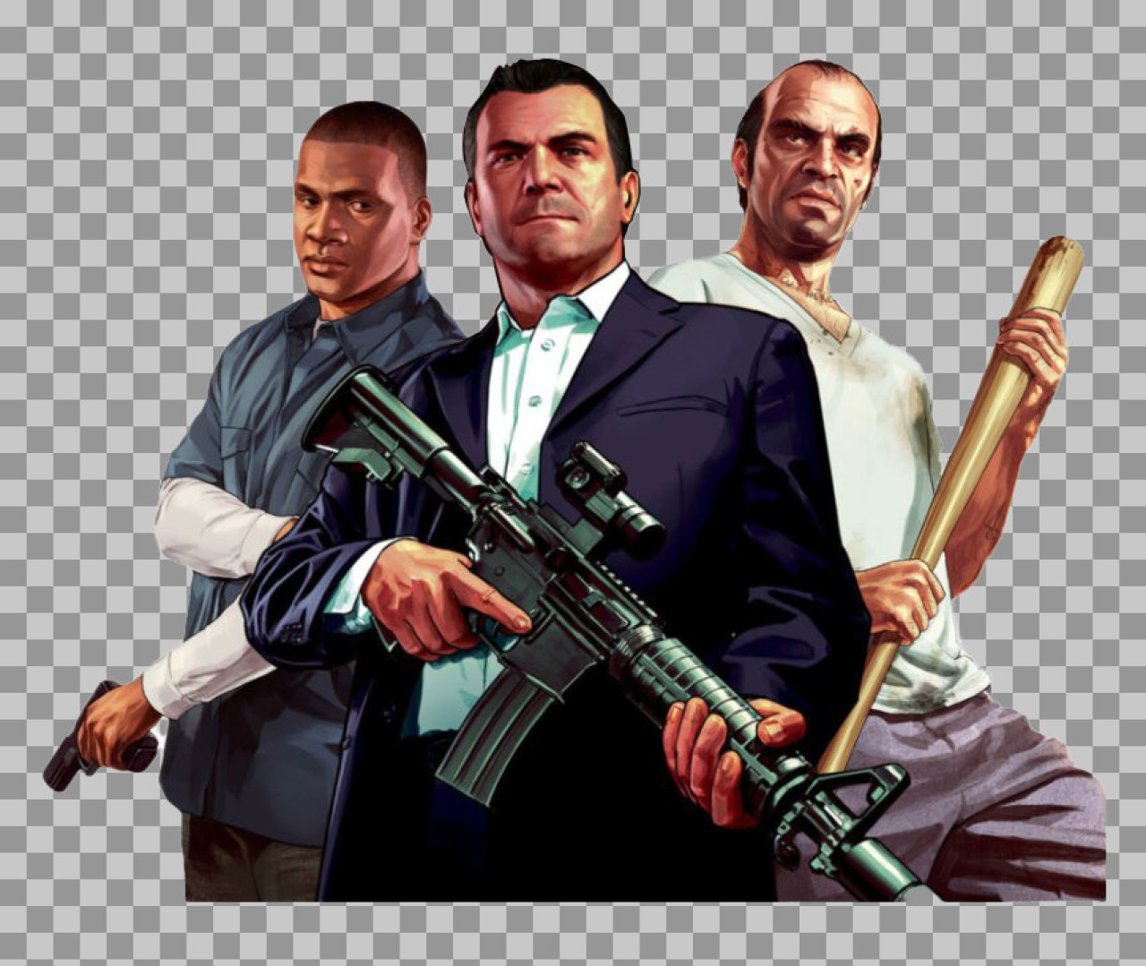 GTA V Characters PNG | Michael, Franklin & Trevor Transparent Render