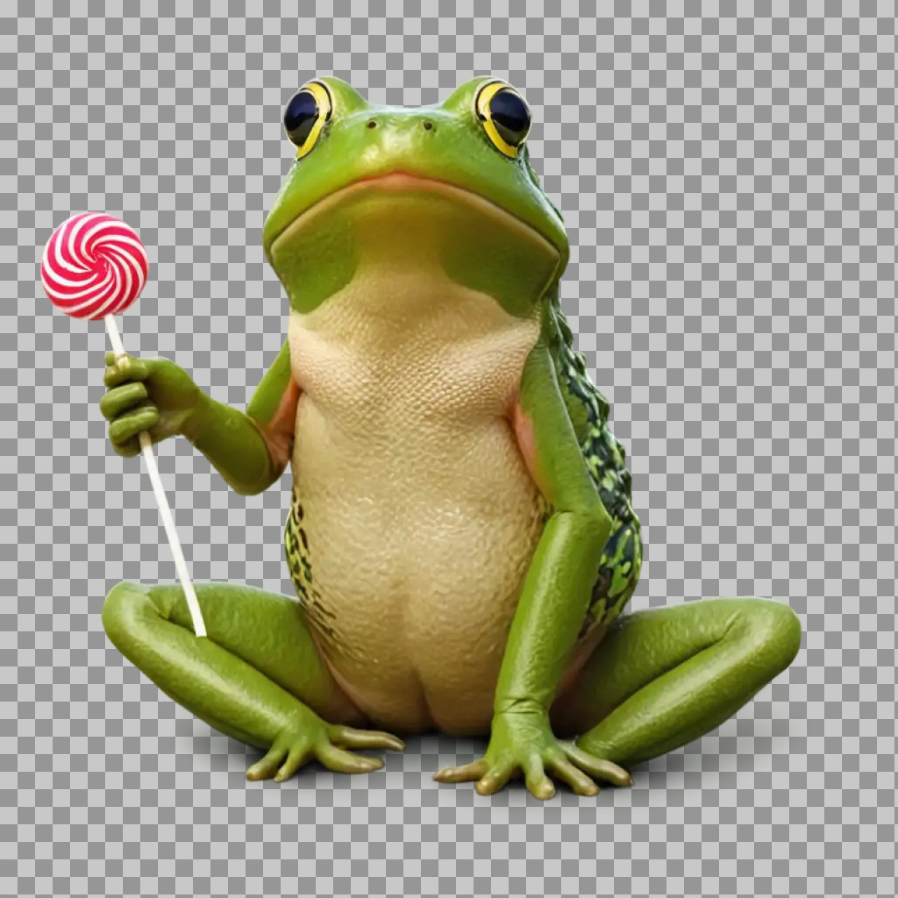Cute Green Frog with Lollipop PNG | Whimsical Animal Art