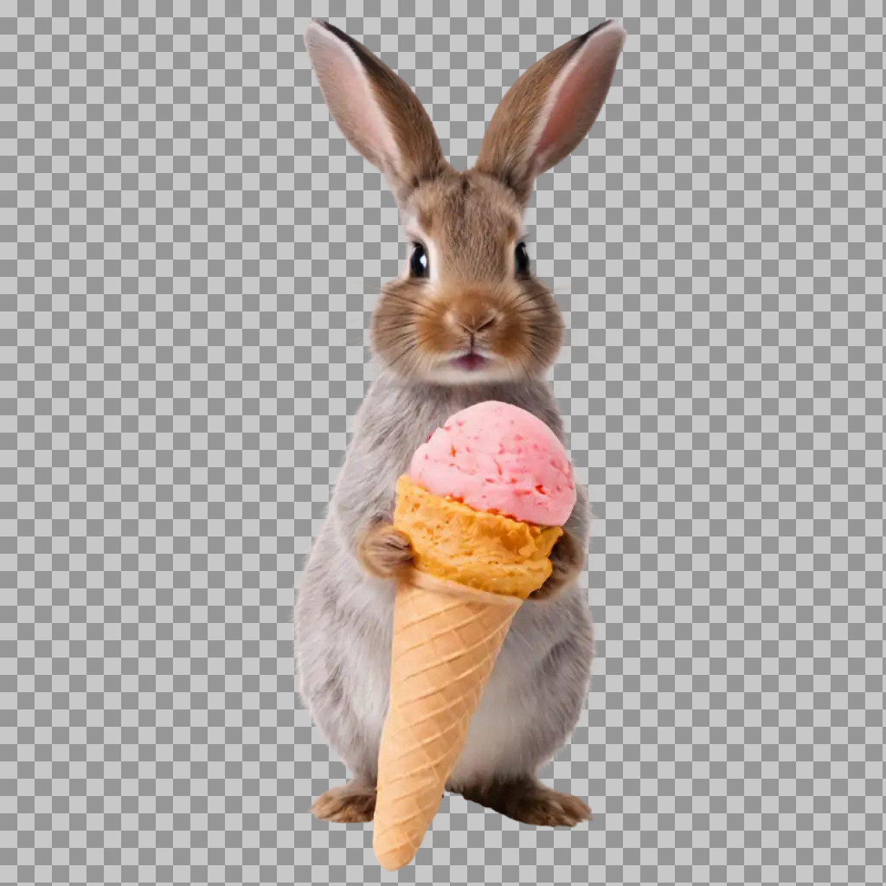 Adorable Bunny with Ice Cream Cone PNG | Cute Animal Art