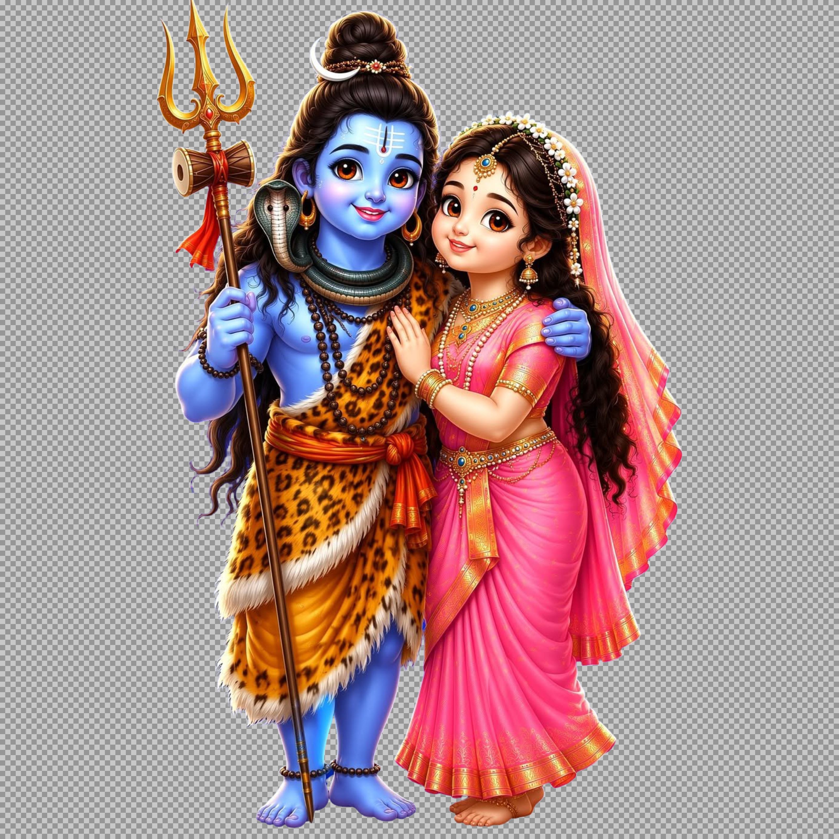 Shiva Parvati PNG Image | Cute Hindu Divine Couple Art...