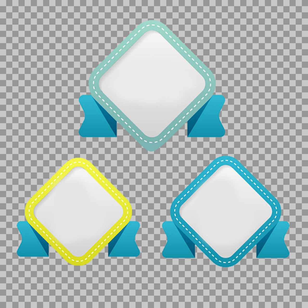 Diamond Ribbon Banner Labels PNG | Colorful Badge Infographic Set