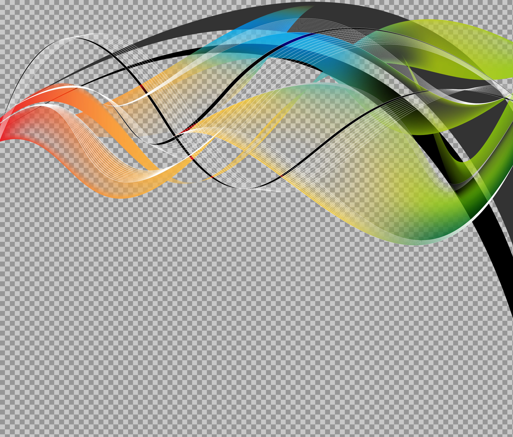 Colorful Abstract Wave Lines PNG | Rainbow Flowing Curves Design
