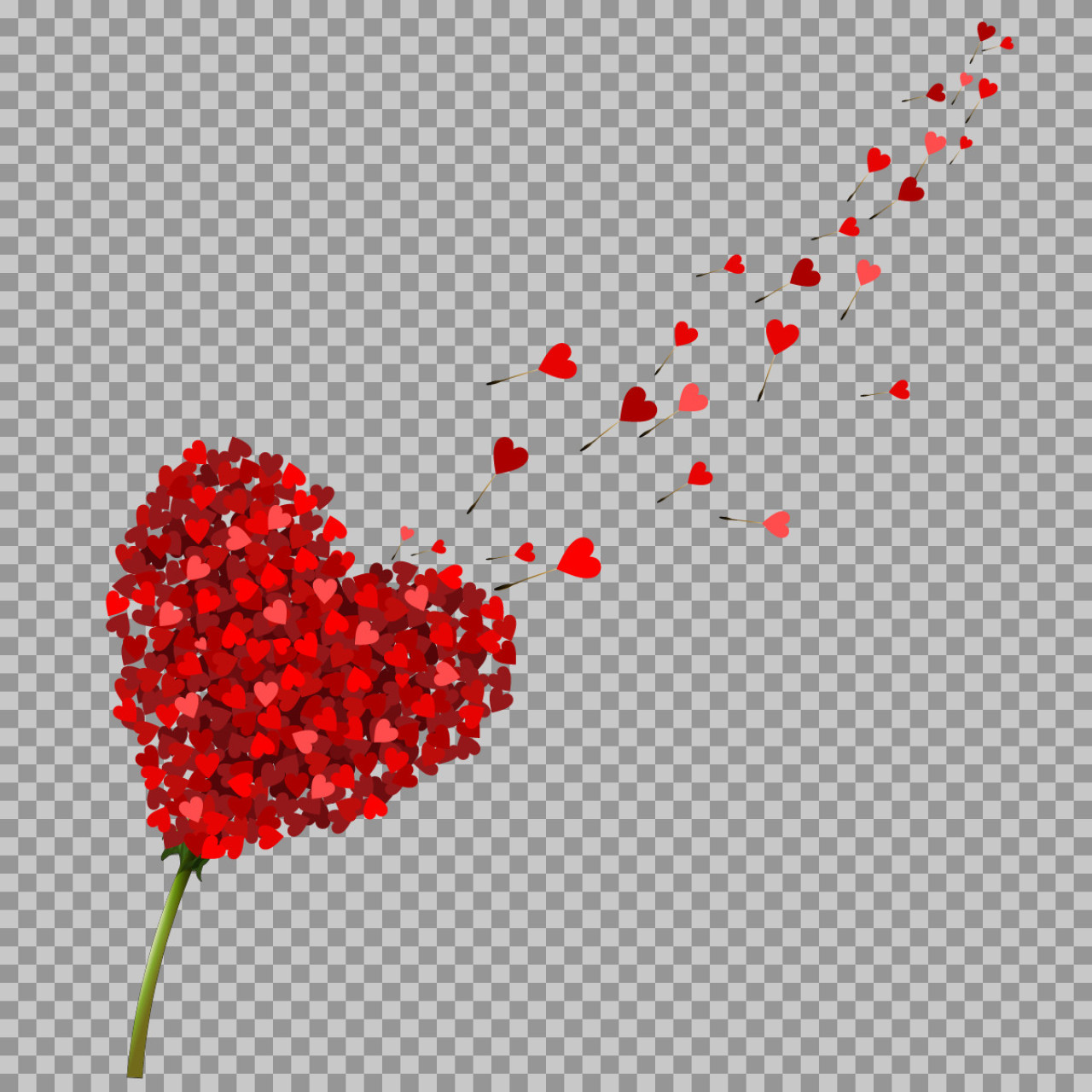 Heart Flower PNG | Romantic Red Hearts Bouquet Transparent Image – Free Download...