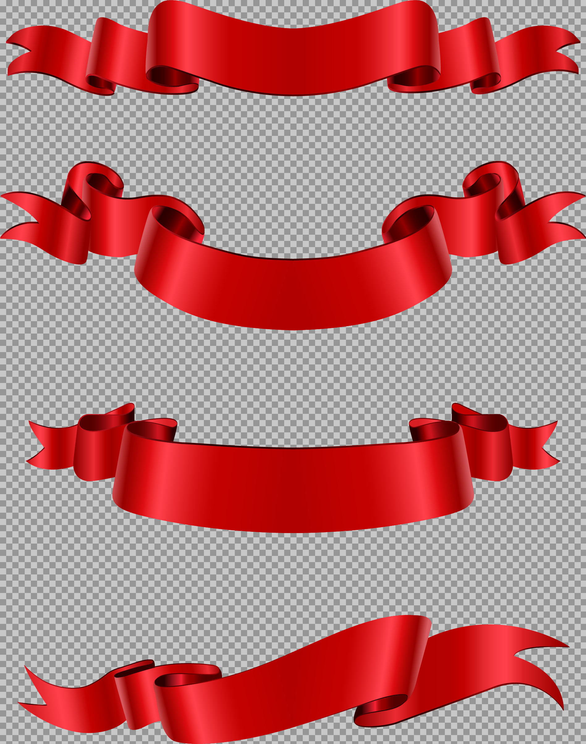 Red Ribbon Banner PNG Set | Decorative Ribbon Banners Transparent โ Free Download