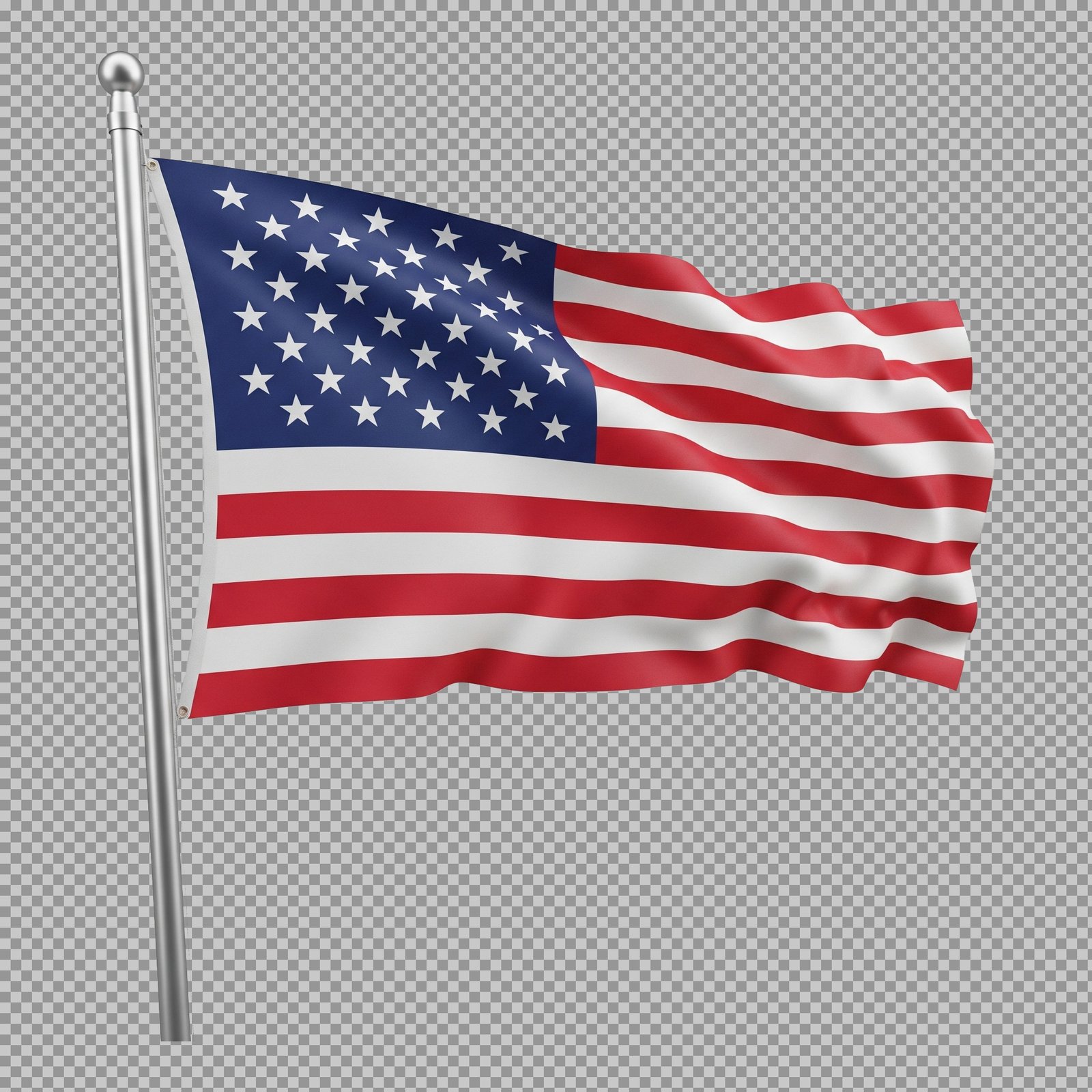 American flag waving in the wind PNG transparent image download
