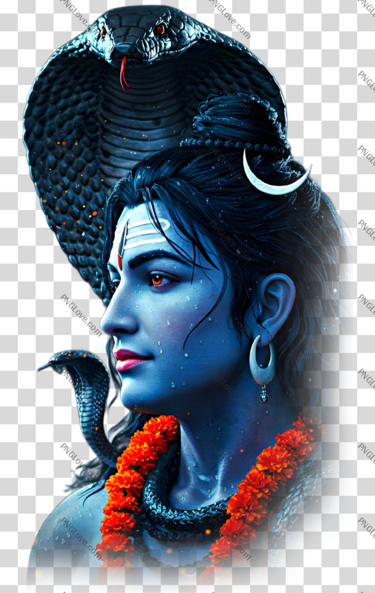 Only the face of Lord Shiva with the snake PNG
