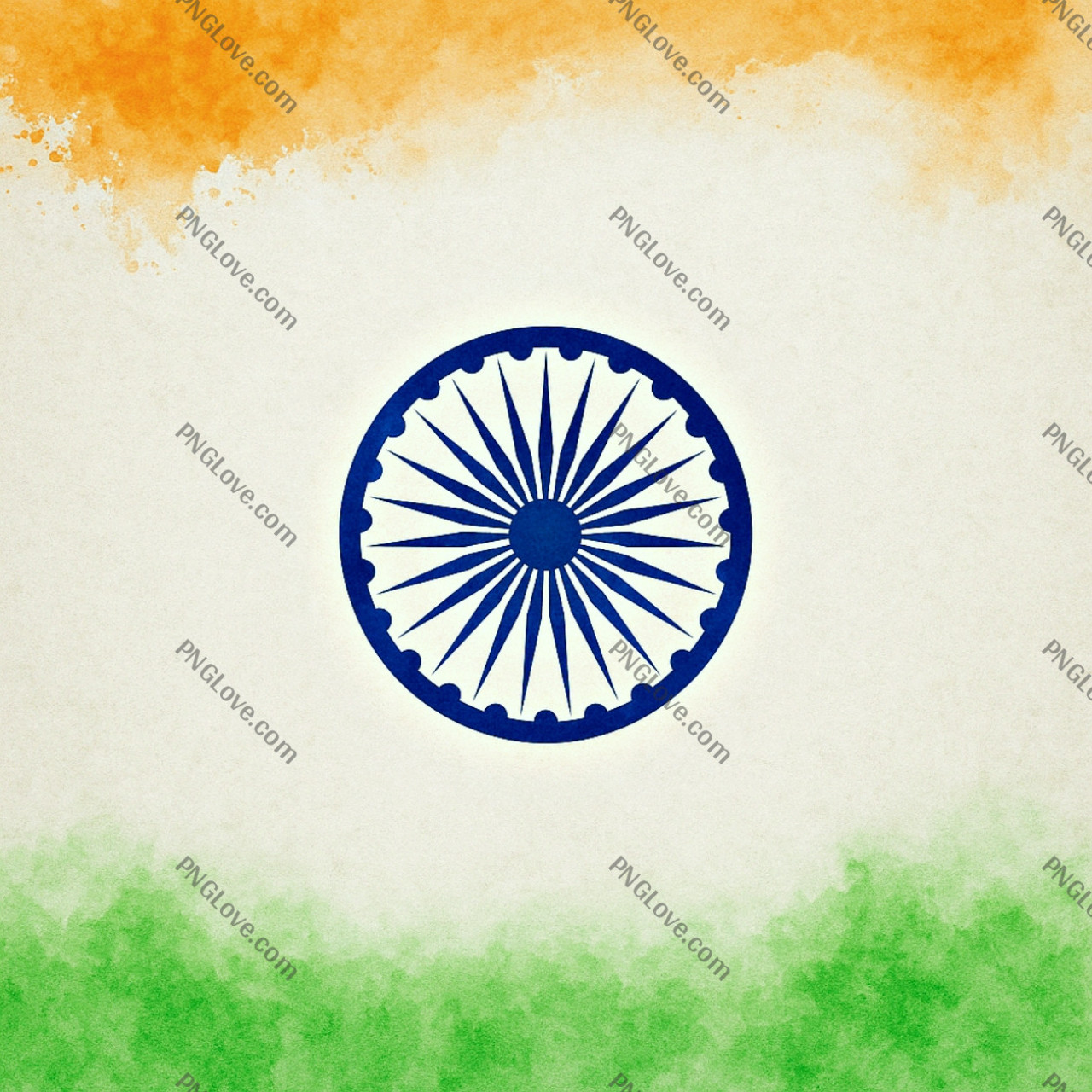 Indian Tricolor Watercolor Background with Ashoka Chakra...