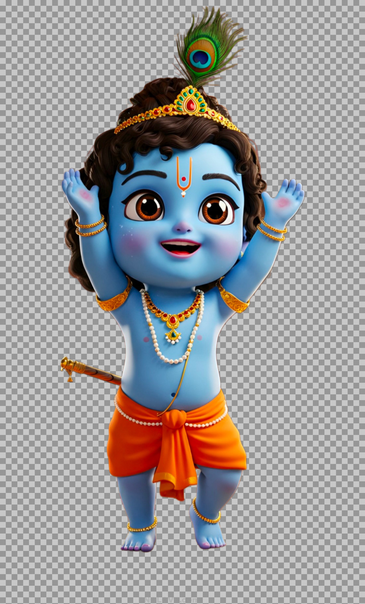 Cute 3D Baby Krishna Dancing Joyfully PNG Image