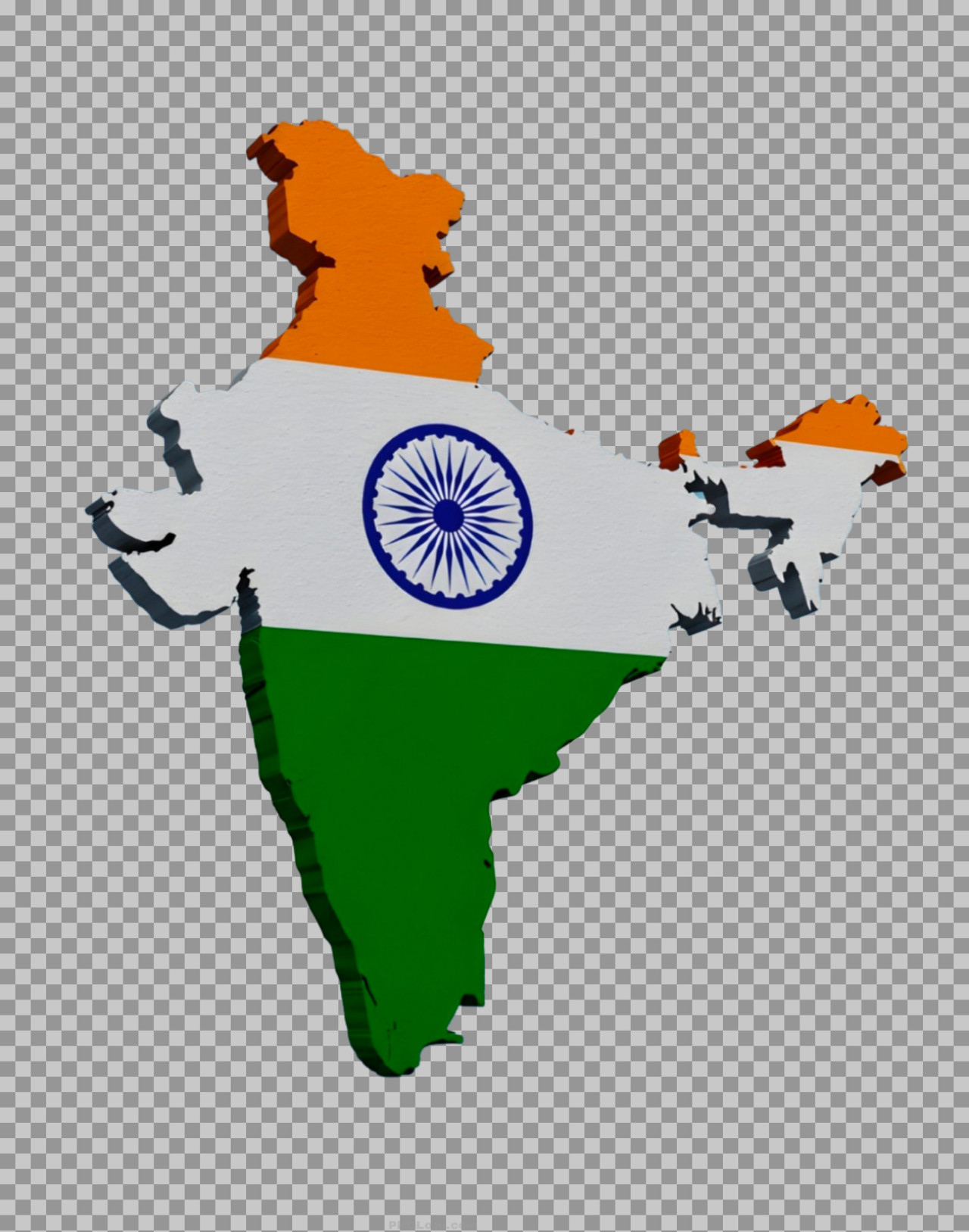 3D India Map with Tiranga Flag Colors png images...