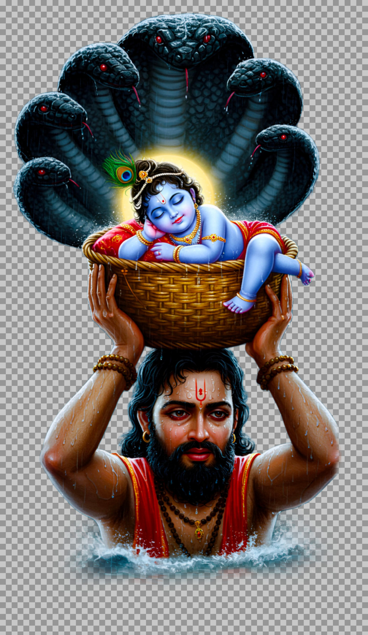 Vasudeva Carrying Baby Krishna PNG | Janmashtami png Image