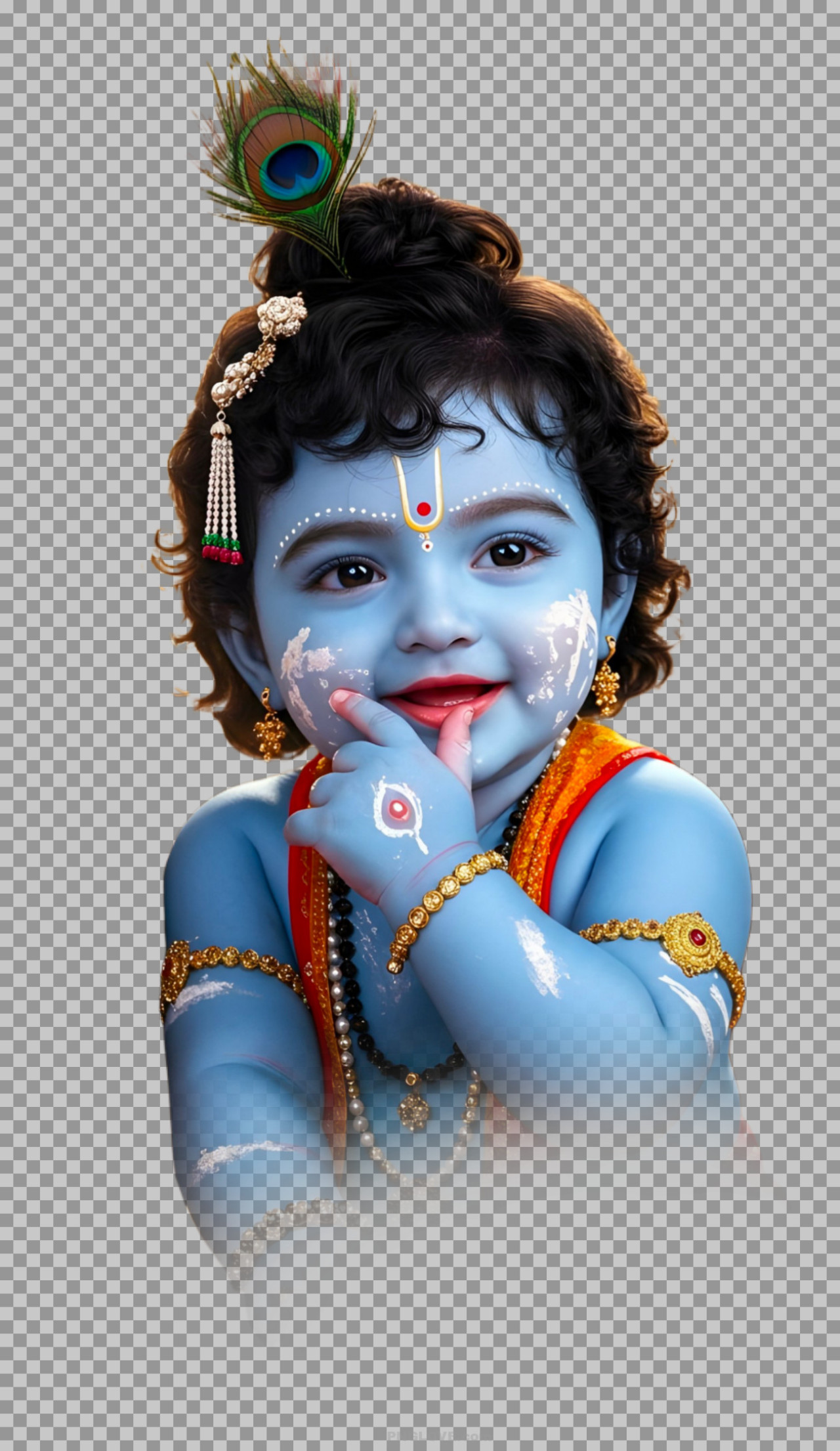 Cute and Mischievous Bal Krishna (Laddu Gopal) face PNG image