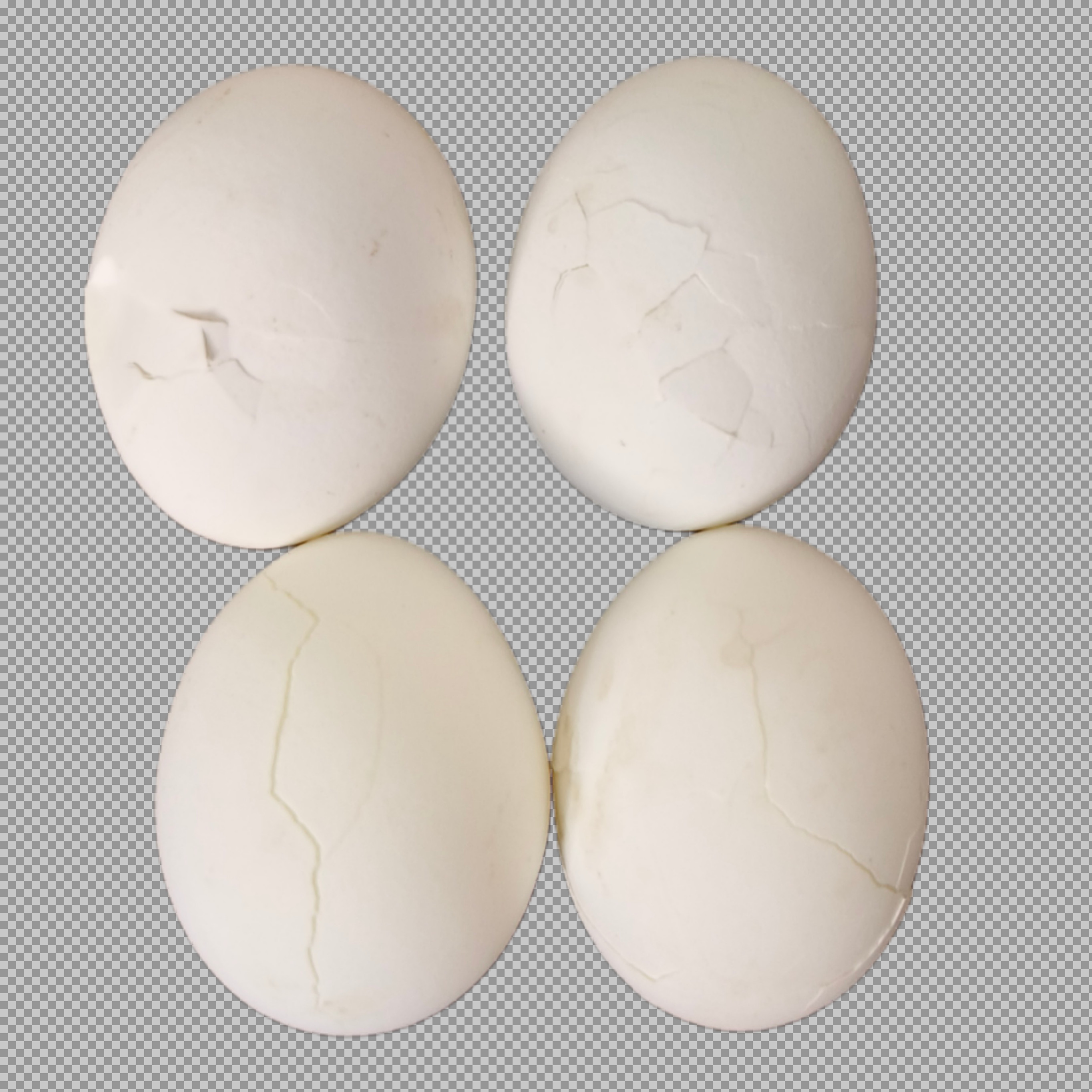 Four Cracked Hard-Boiled Eggs png images - High-Protein Ingredient PNG