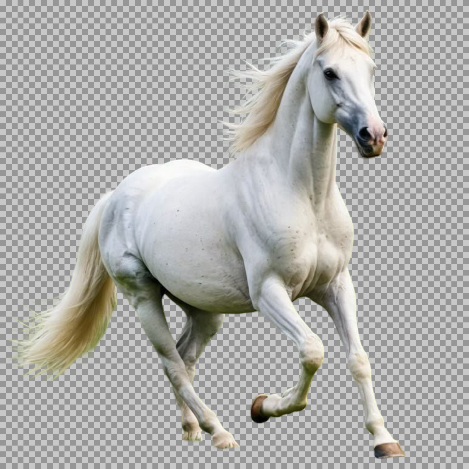 Elegant White Horse Running PNG Transparent image