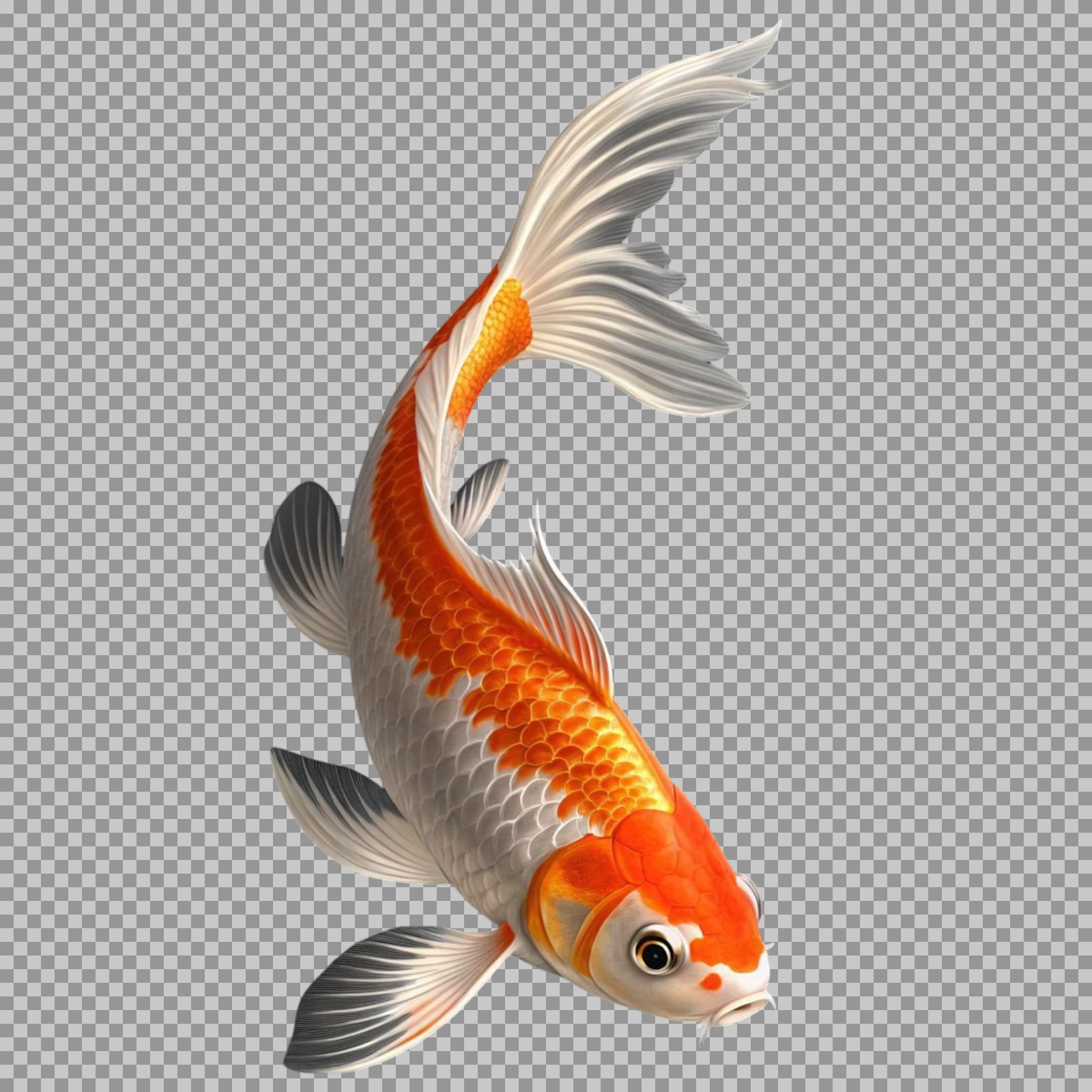 Stunning Orange and White Koi Fish PNG Transparent Image