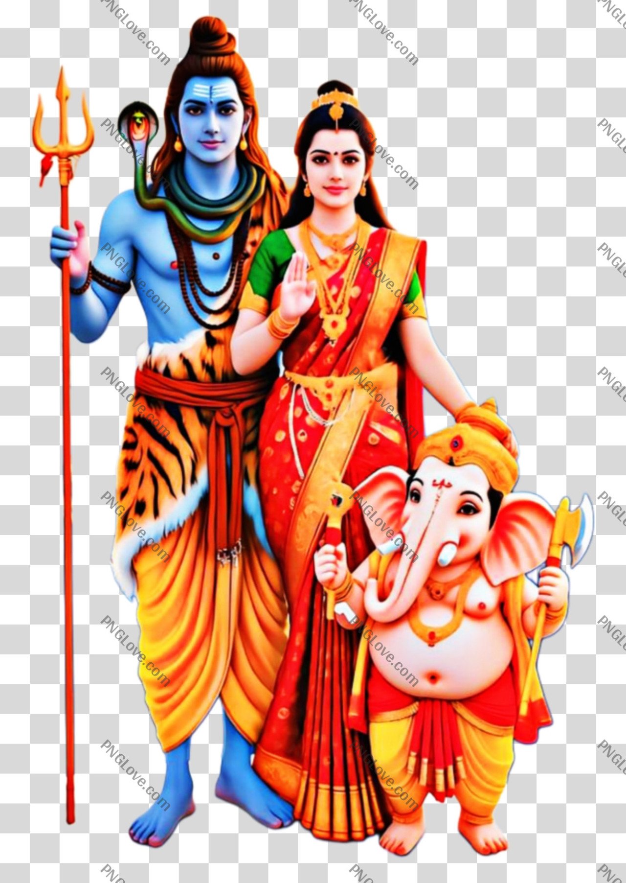 Lord Shiva Parvati Ganesh standing PNG images download