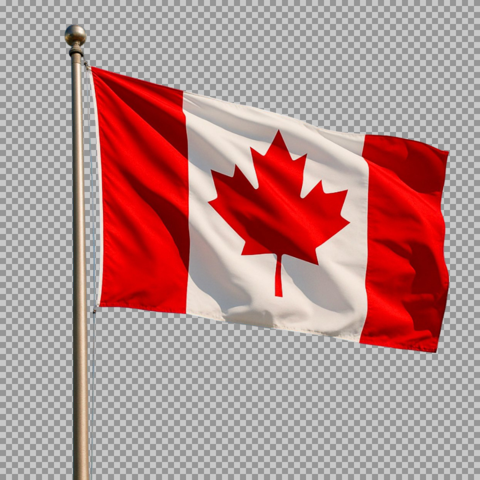 Waving Canadian Flag PNG with Transparent Background...