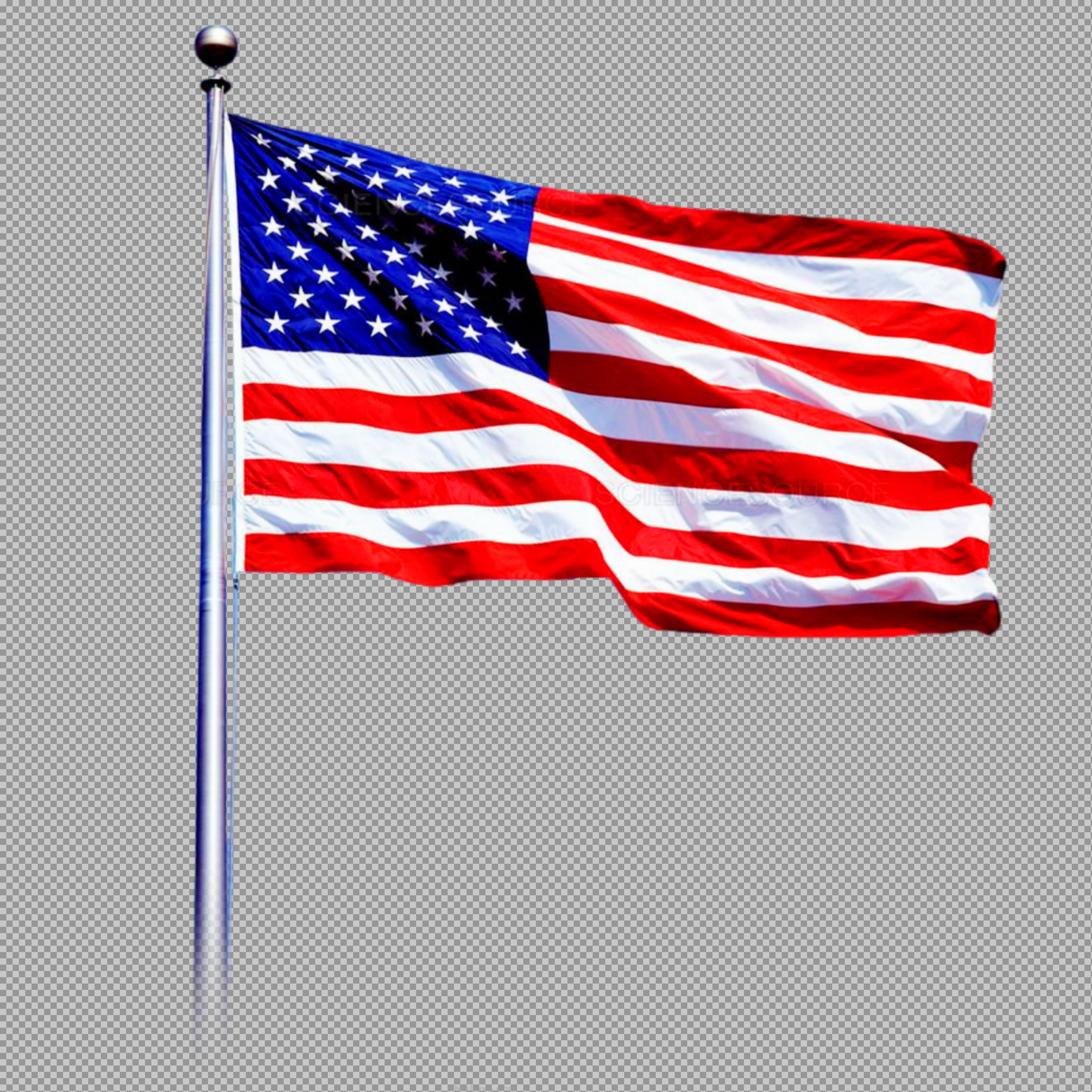 Waving American Flag PNG with Transparent Background...