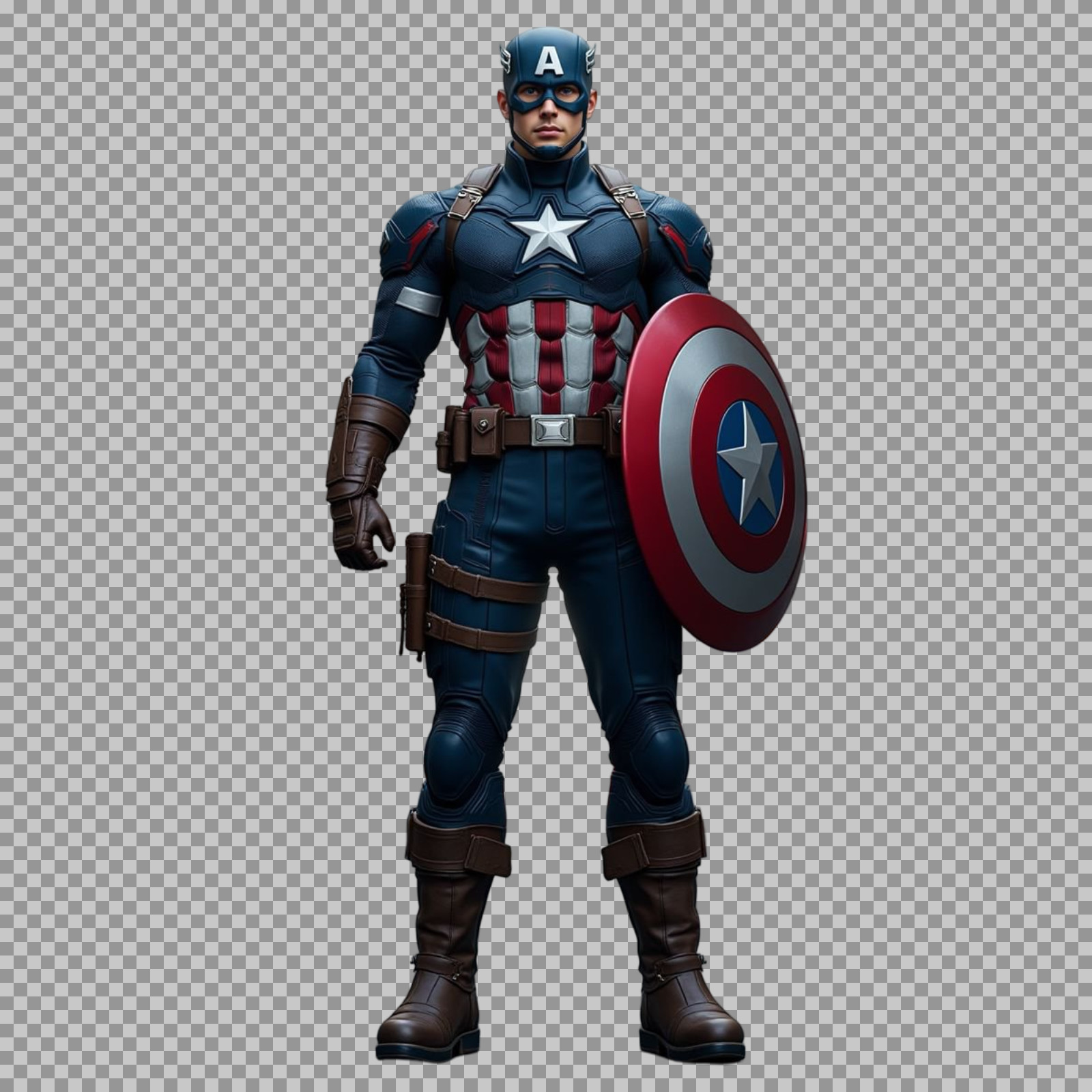 Captain America PNG | Full-Body Superhero with Transparent Background