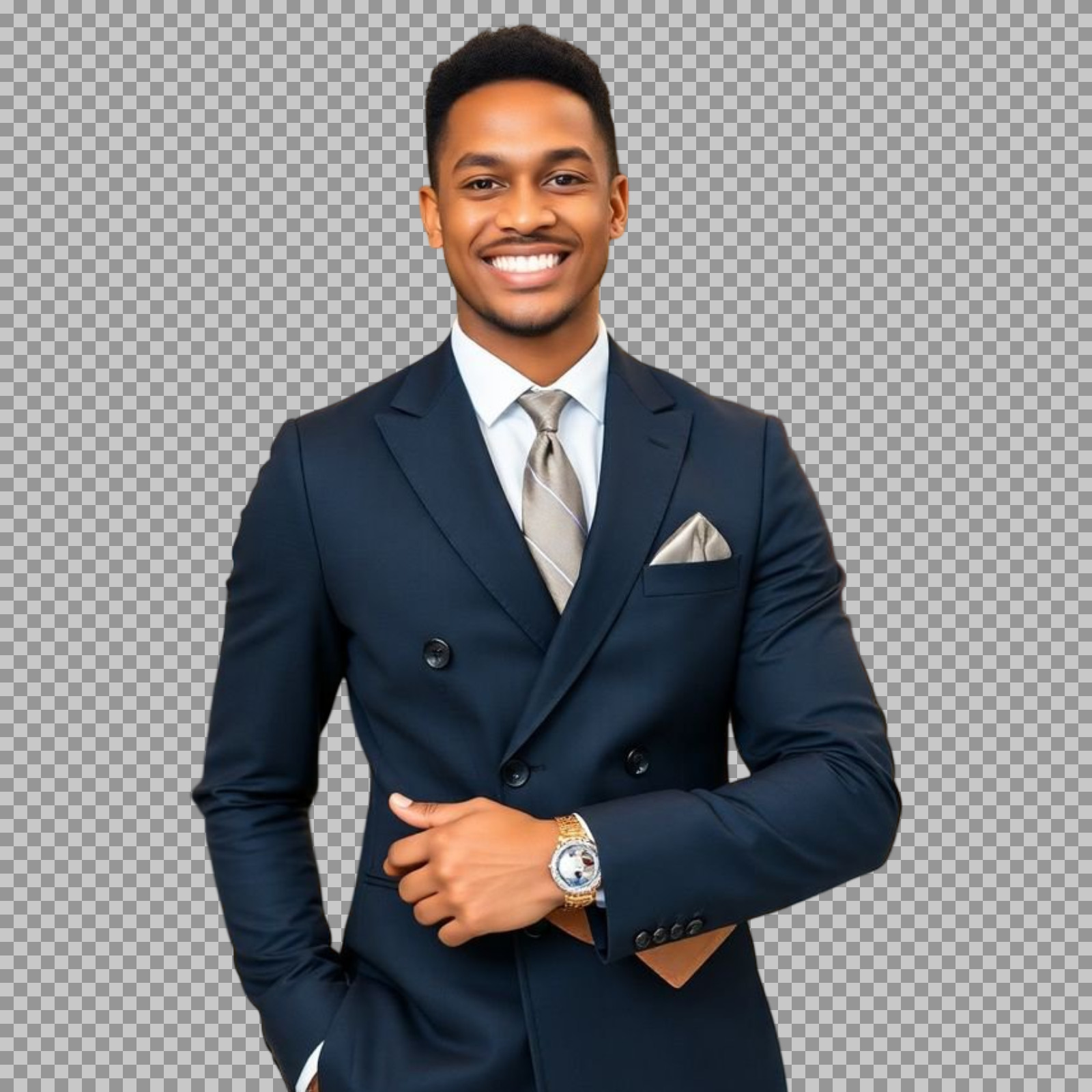 Stylish Black Businessman PNG | Young Professional Portrait