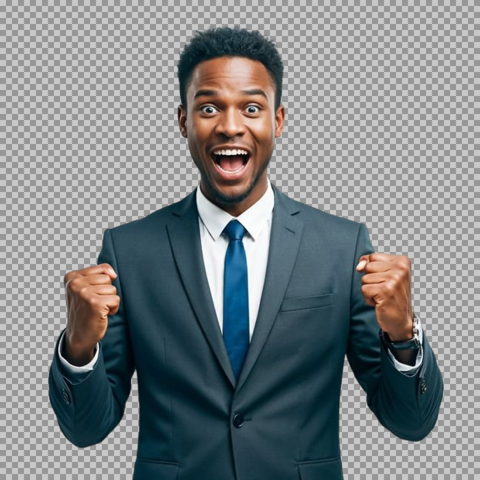 Excited Businessman PNG | Celebrating Success Transparent Image