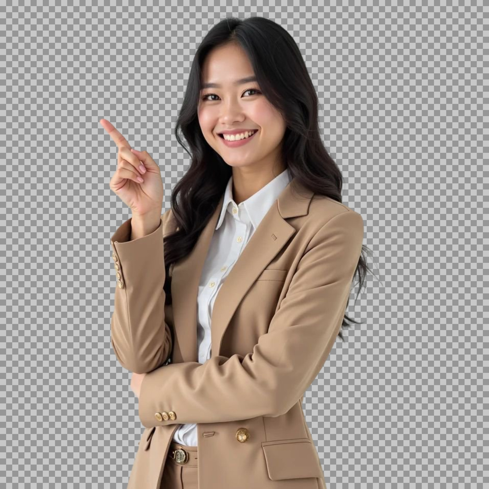 Professional Asian Businesswoman Pointing PNG | Transparent Background...