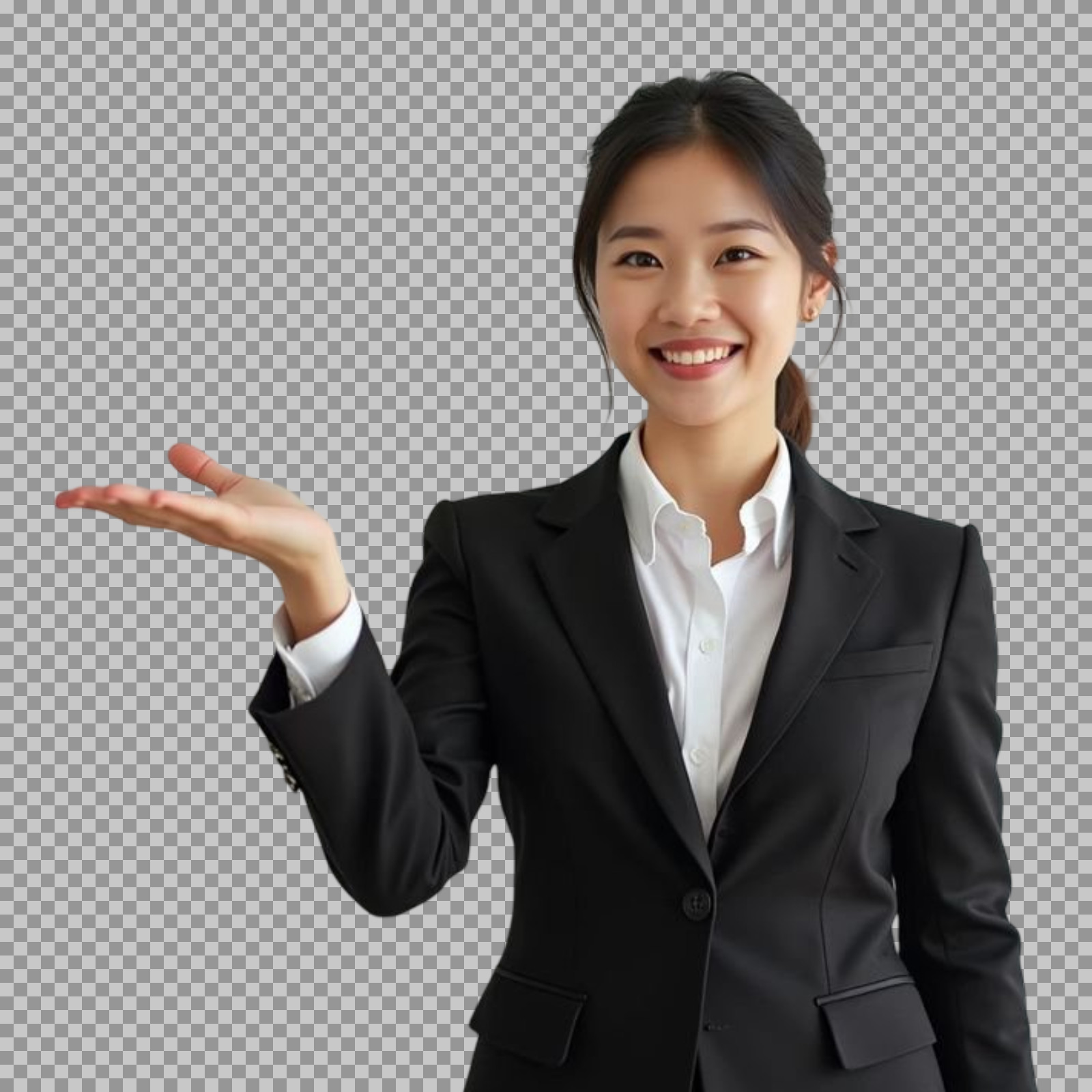 Asian Businesswoman Presenting PNG | Transparent Background...