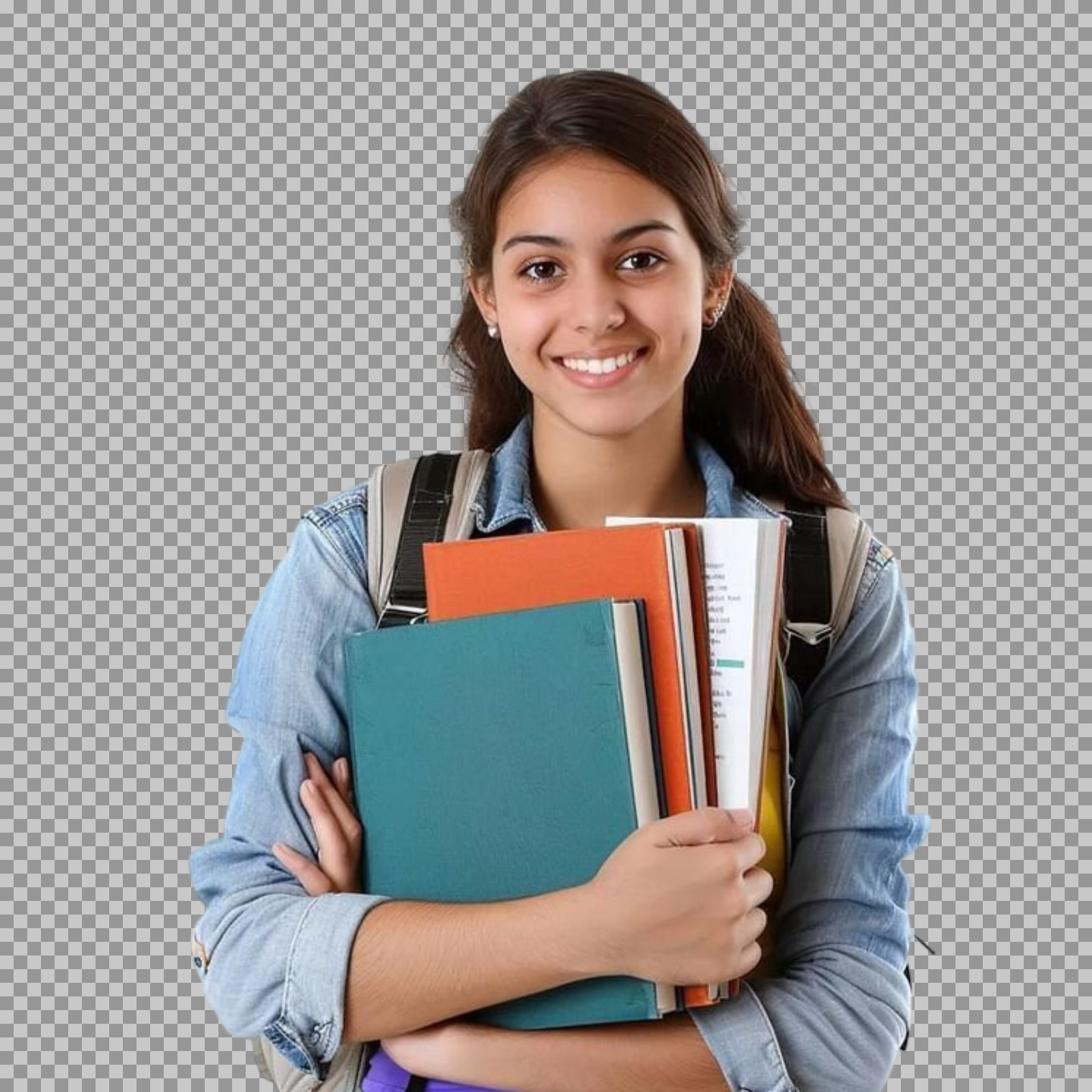 Female Student with Books PNG | Transparent  image