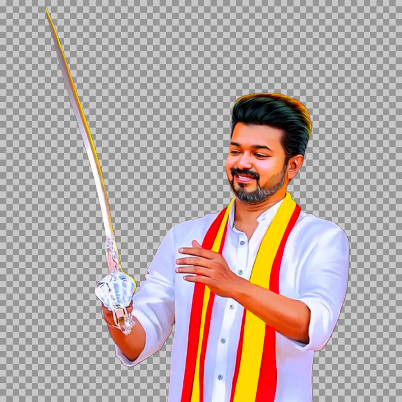 Thalapathy Vijay with Sword PNG | Transparent Image