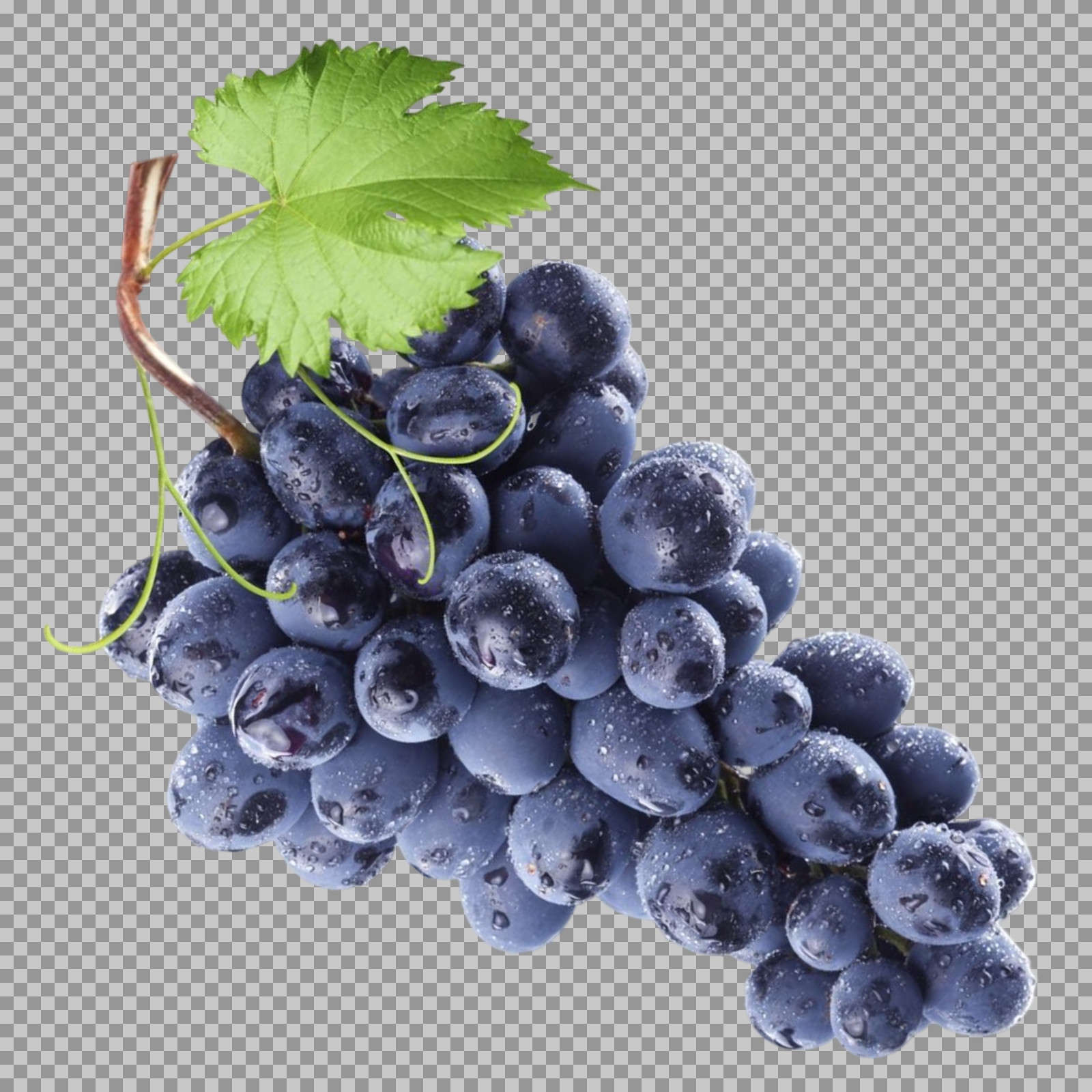 Fresh Black Grapes with Leaf PNG | High-Quality Fruit Image...