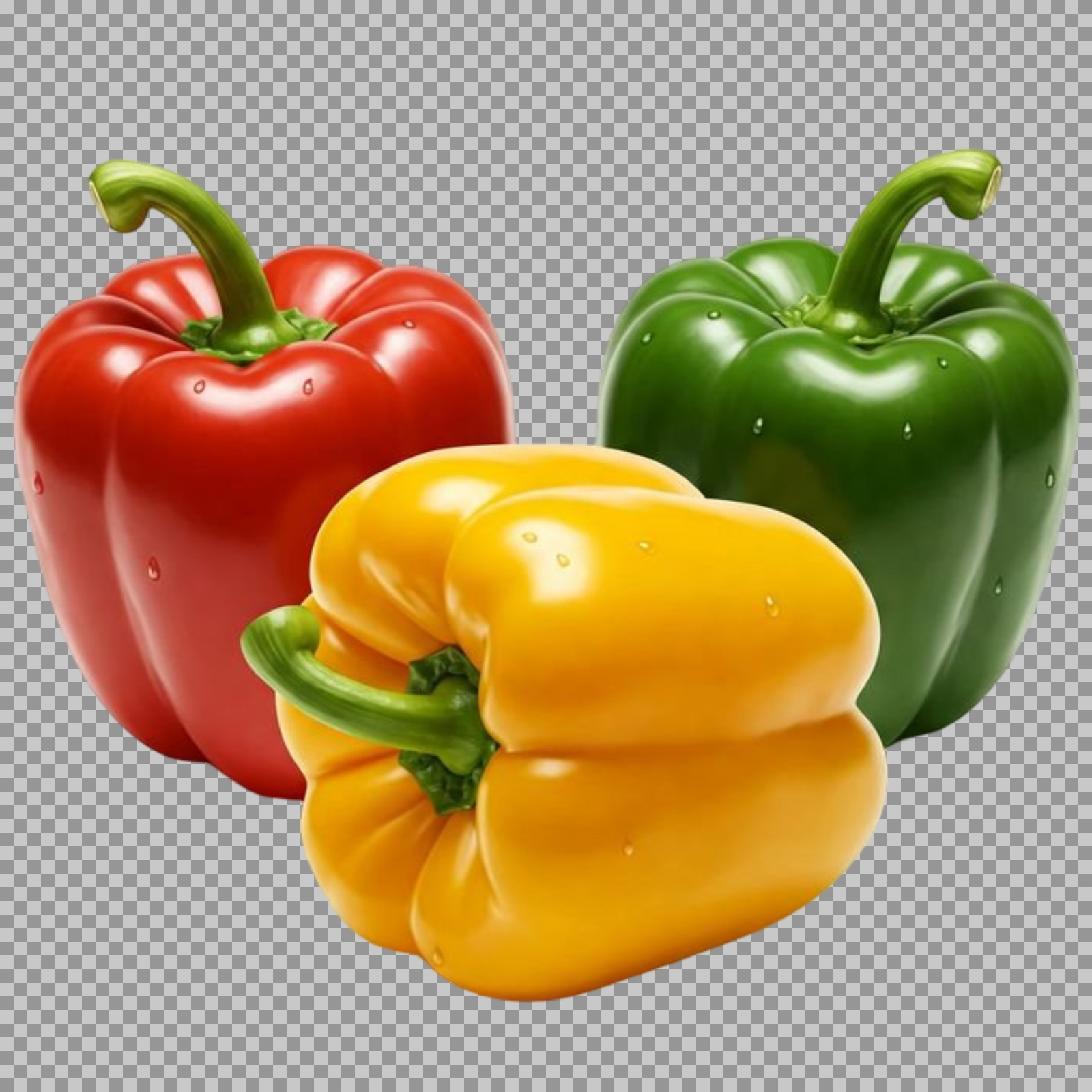 Fresh Bell Pepper Trio PNG | Red, Yellow & Green Peppers...