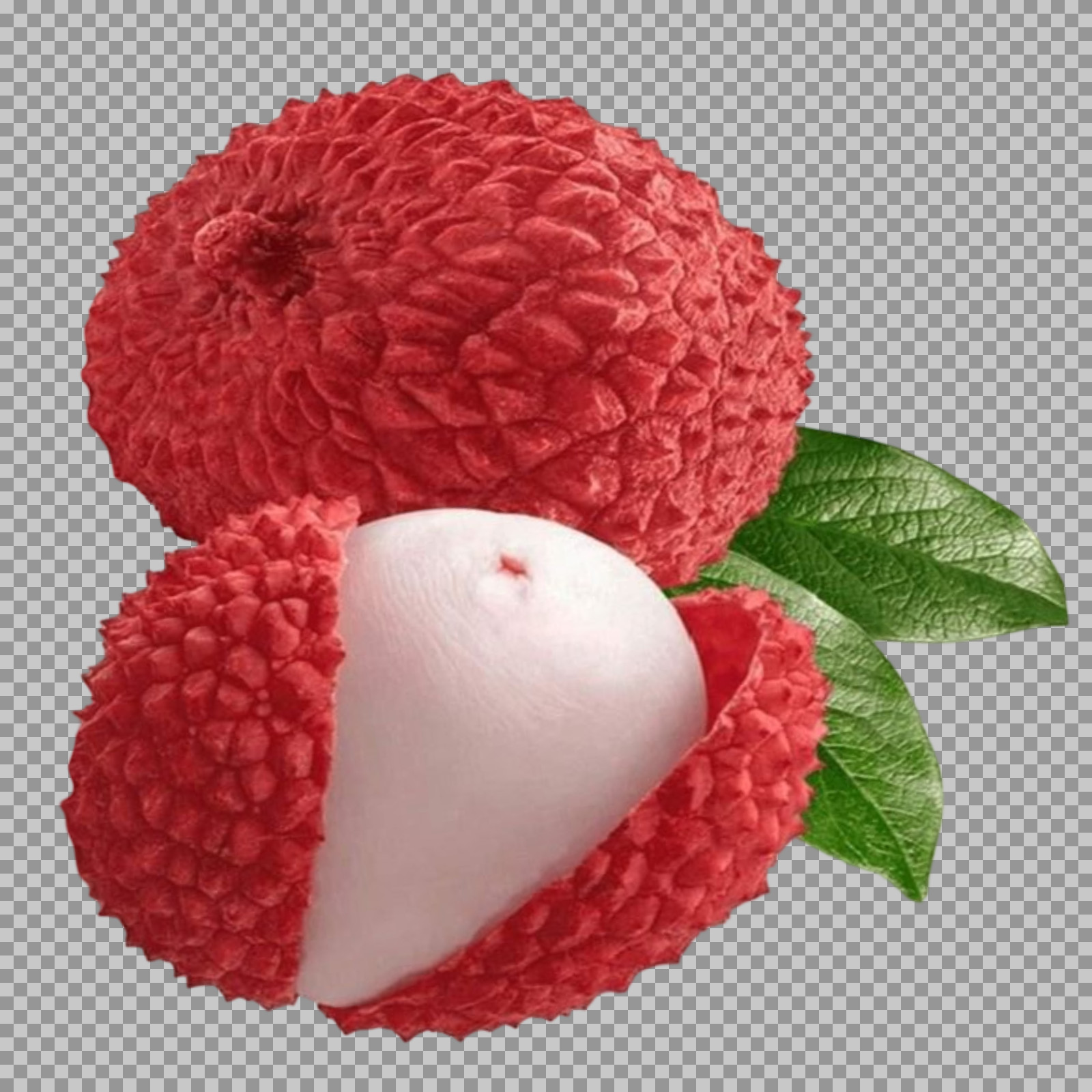 Whole and Peeled Lychee Fruits PNG Image