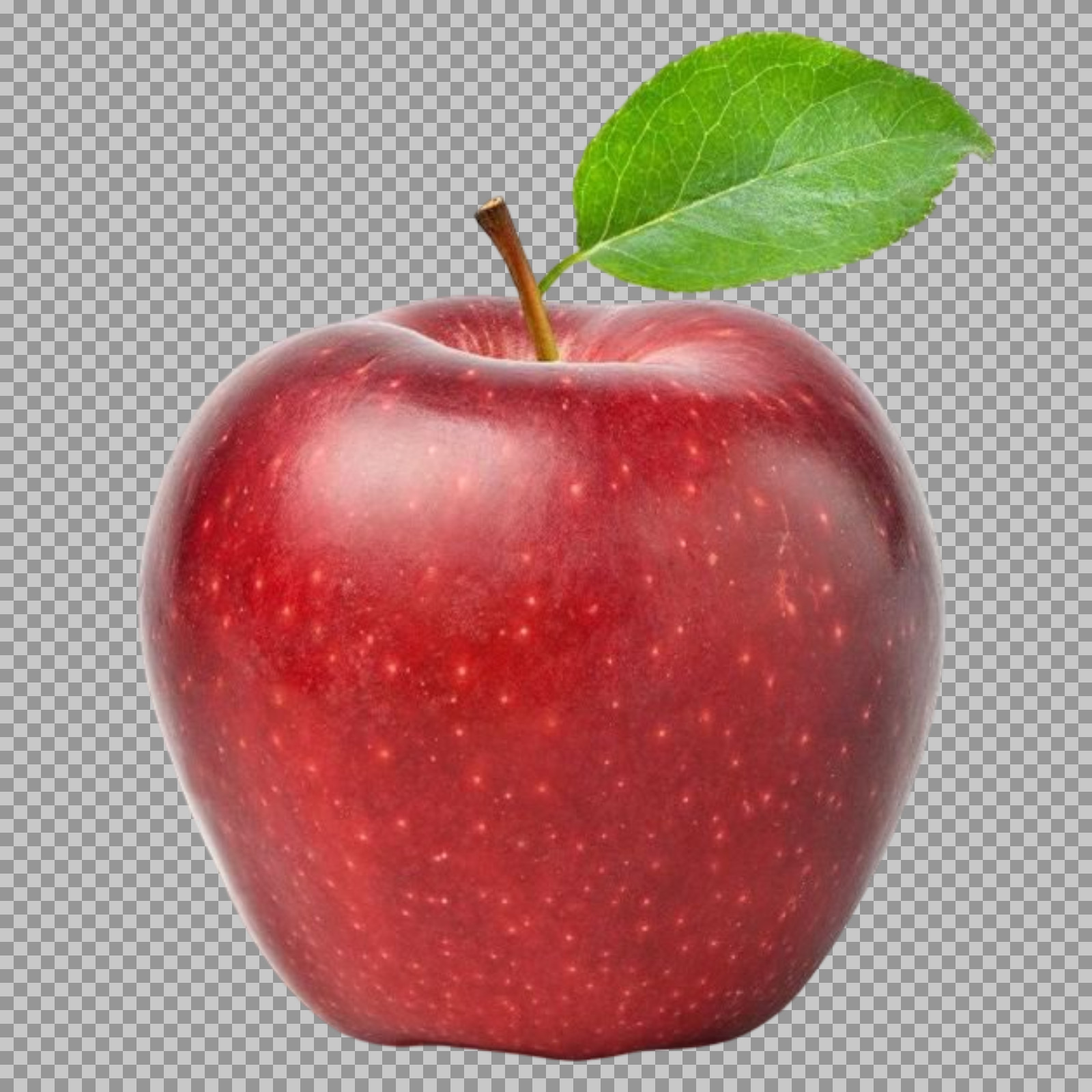 Single Red Apple with Leaf PNG transparent image