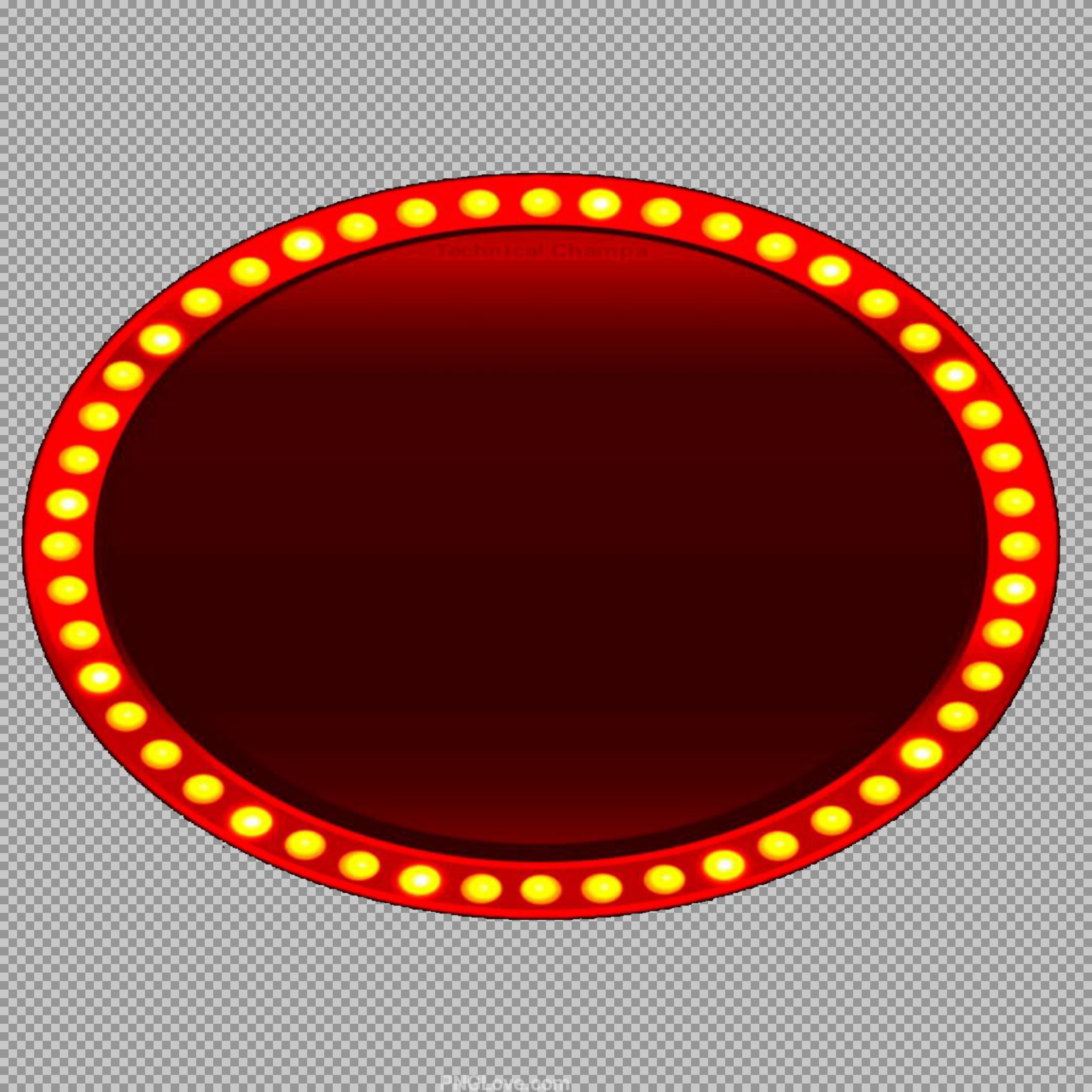 Free Red Marquee Light Frame PNG | Retro Oval Sign