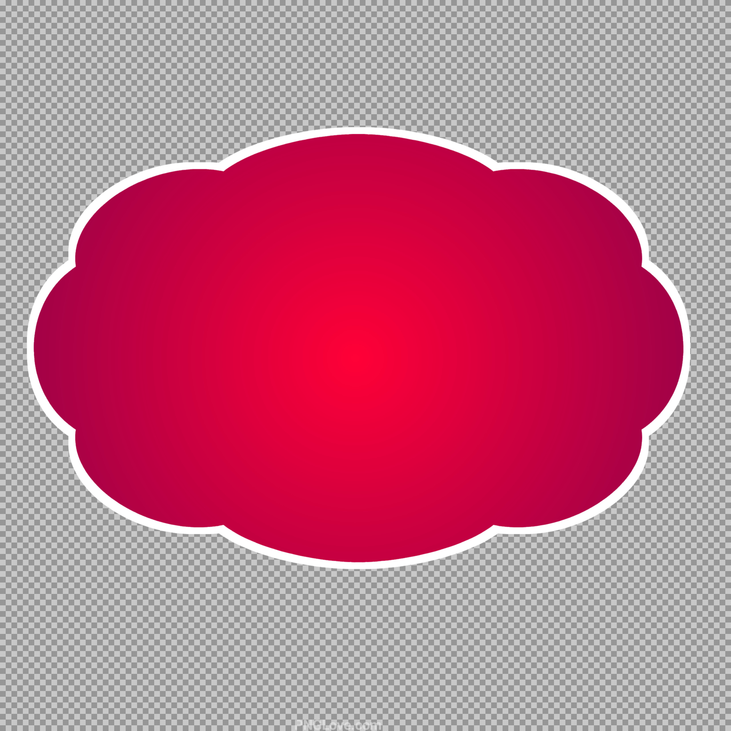 Free Red Cloud Frame PNG | Scalloped Label with White Border