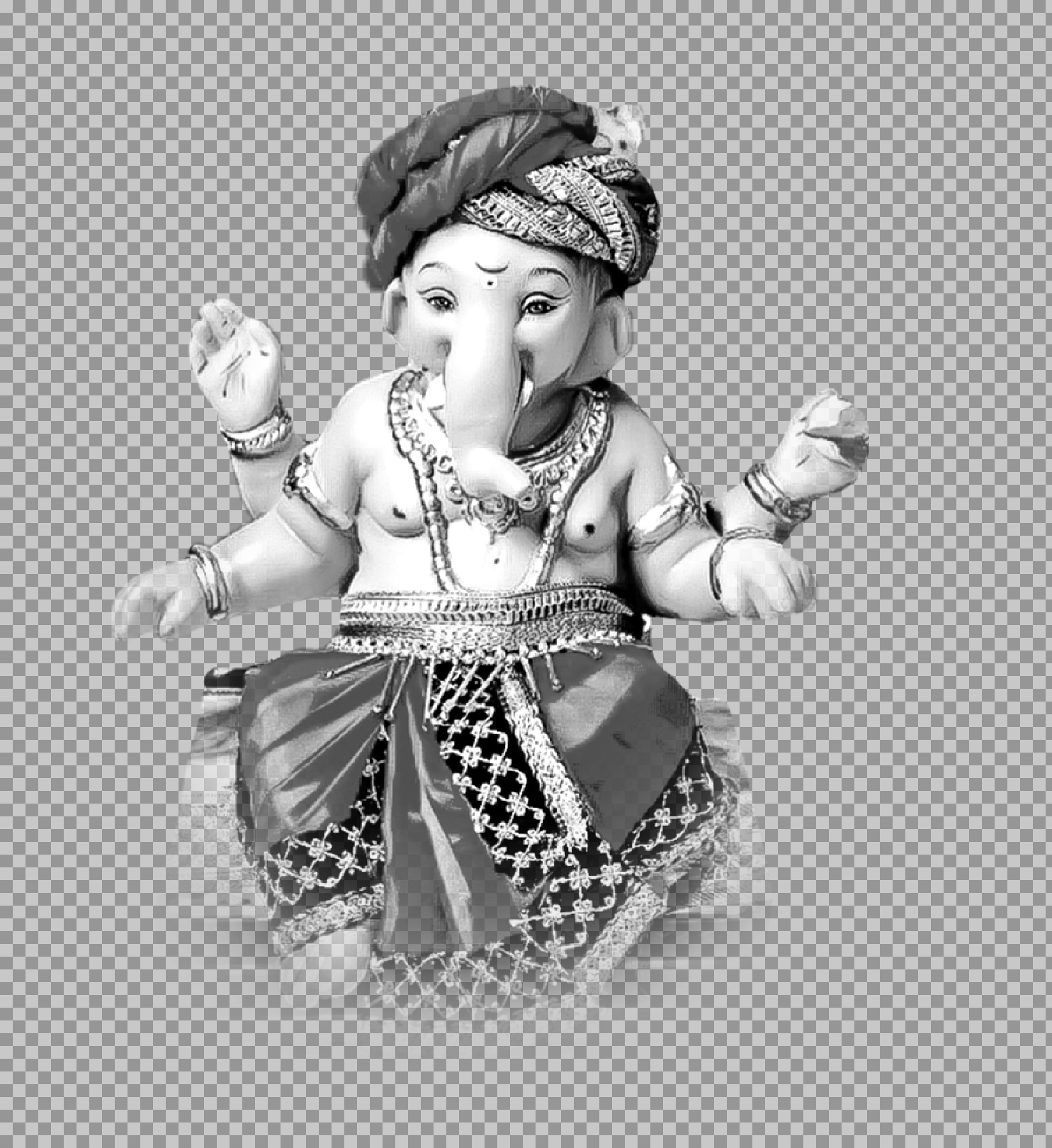 Free Black and White Lord Ganesha PNG | Artistic Ganpati Idol